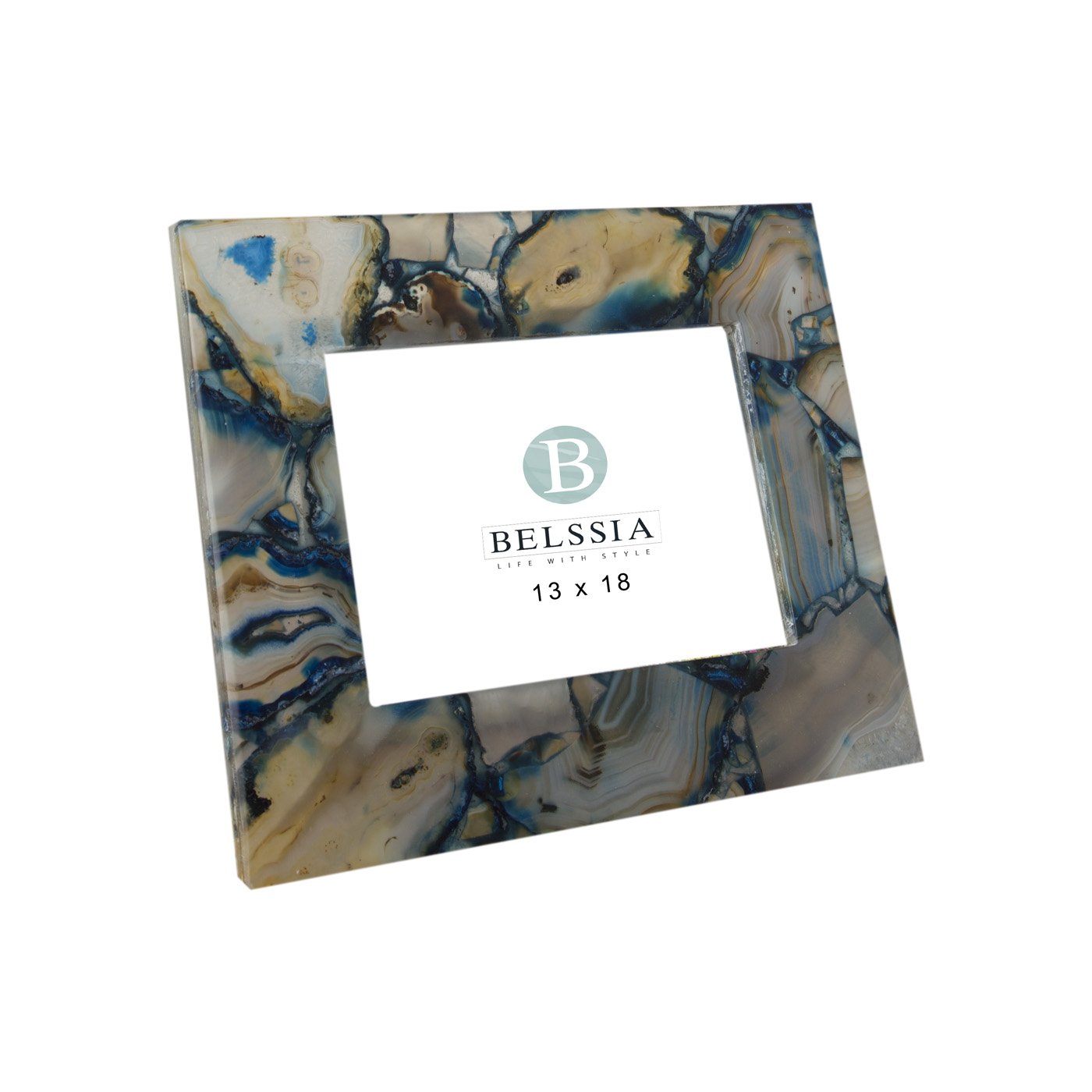 belssia Ramka na zdjęcia, kamień, niebieska, 20 x 3 x 26 cm
