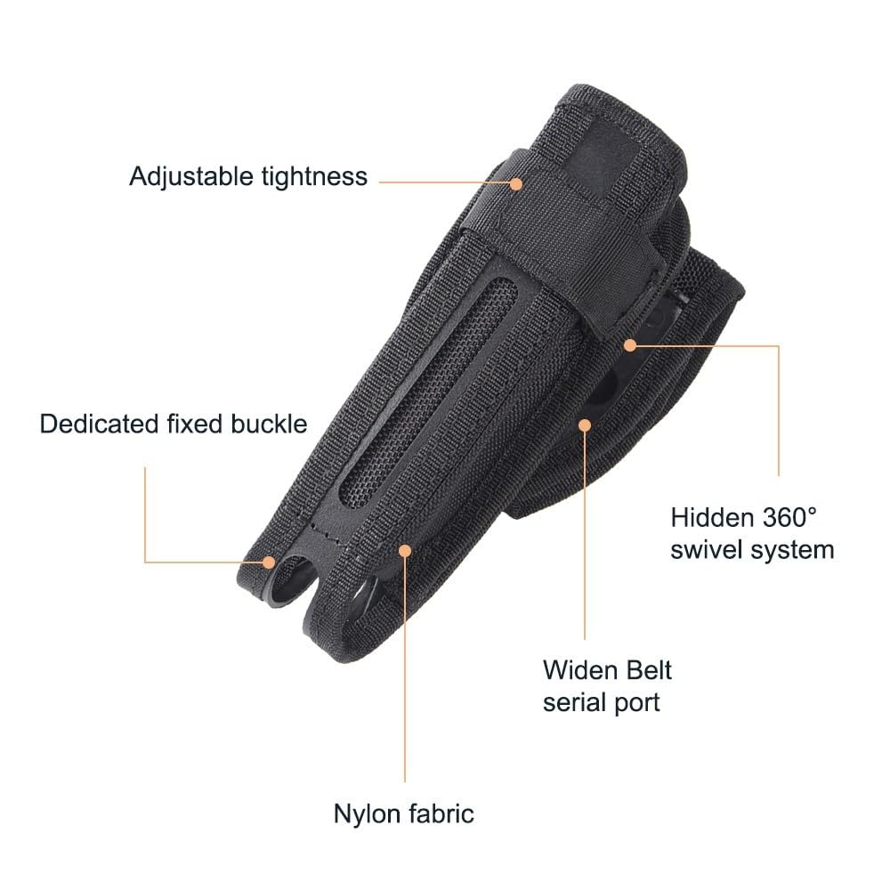 MiOYOOW Porta Manganello, Baton Pouch Telescopico per Torcia Elettrica Girevole a 360°, Sgancio Rapido, Fondine per Bastone Portatile per Caccia, Campeggio, Pesca