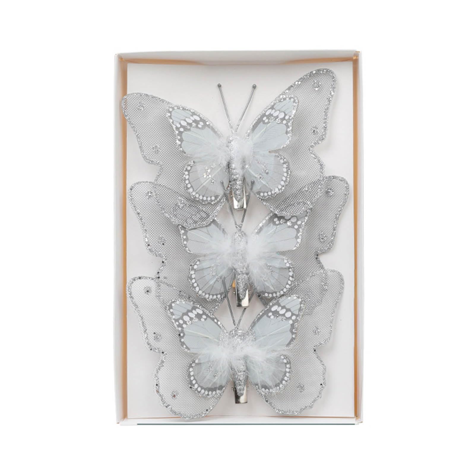 Stylish Holiday Butterfly Ornament Delicate Butterfly Christmas Hanging Decorations with Clip for Tree and Wreath Hanging Clip