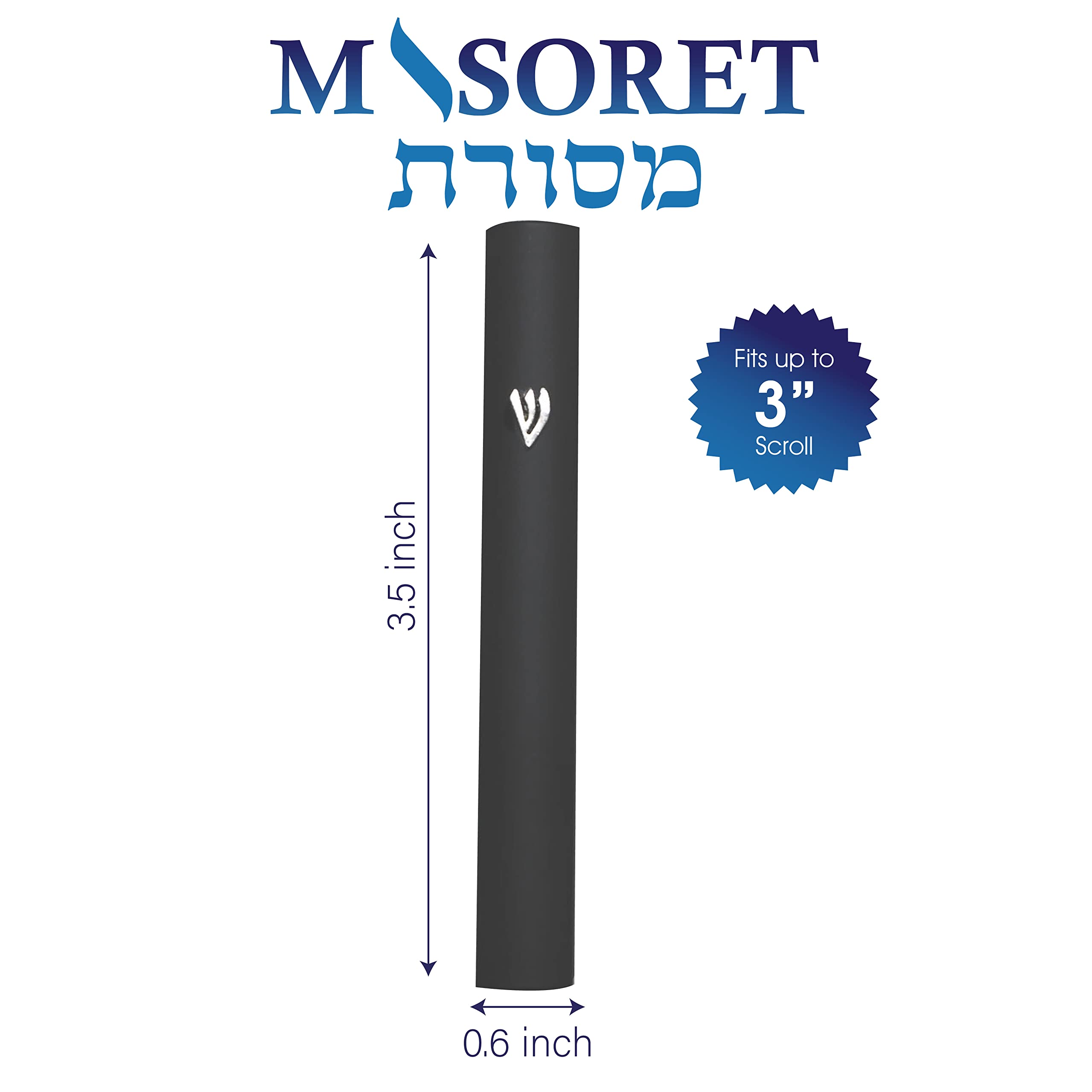MASORET 1-Piece Aluminum Door Mezuzah Cases: Special Profile, No Holes, 3-Inch 7cm Hebrew Parchment Scroll Holder Boxes