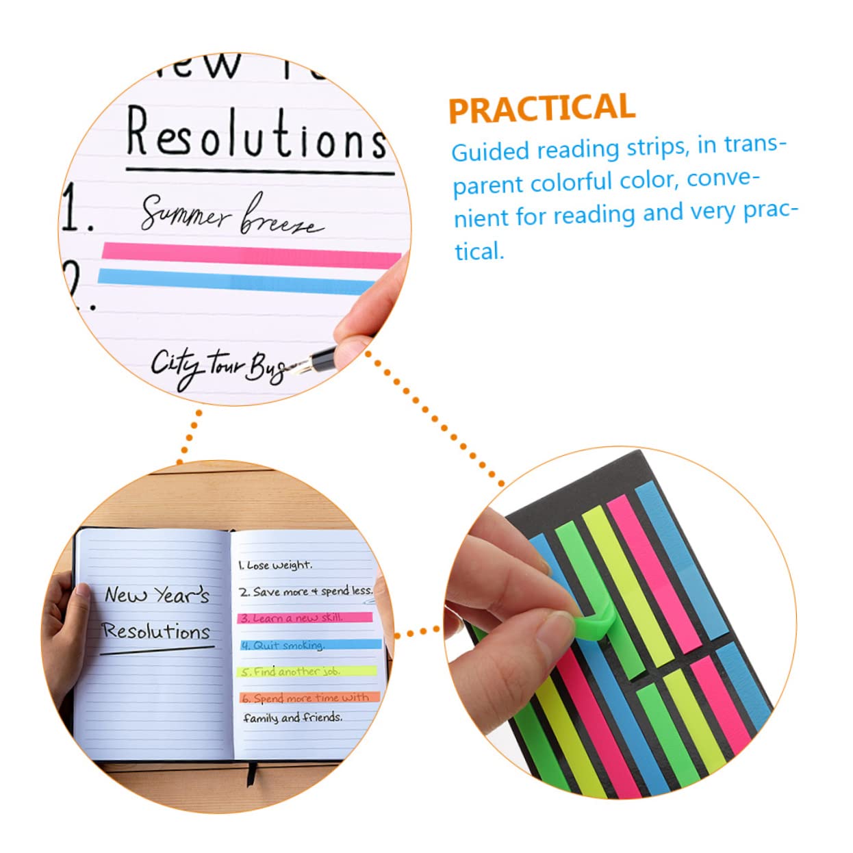 VILLCASE 18 Tiras De Lectura Cinta Resaltadora Para Libros Marcadores De Página Fluorescentes Tiras Adhesivas Para Navegación.