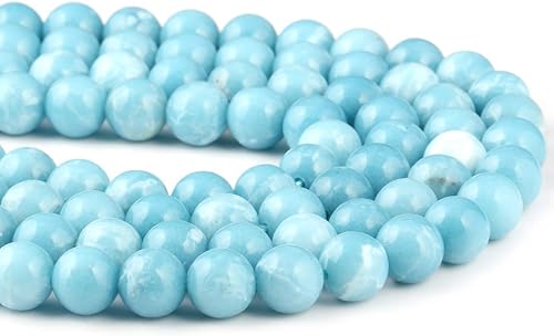 Miniatura 5 de Larimar - Cuentas de 0.157in, cuentas de piedra natural, redondas, sueltas, para hacer joyas, para regalo de cumpleaños, 1 hebra, 0.157in, Larimar