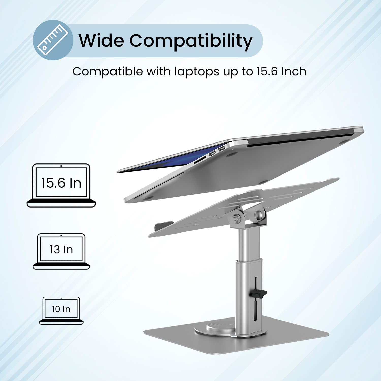 Portronics Twister Metal Laptop Stand with Rotation Base, Angle & Height Adjustable, Improves Air Flow, Metal Alloy Build, 10 KG Max Weight for Laptops (Grey) 17 61W0Y3JB+IL. SL1500