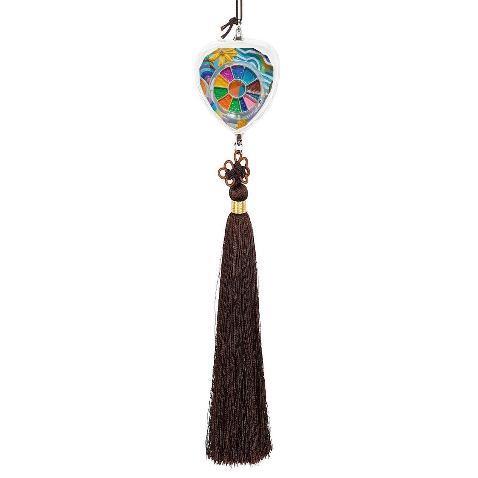 Crystal Auto Pendant Charms Love Crystal Car Rear View Mirror Charms Rainbow Palette Auto Hanging Interior Ornament Pendant Car Interior Accessories for Women Men CarCharms Decor
