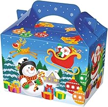 CHRISTMAS PARTY BOXES - PACK OF 10 - Children/Kids Party Boxes Carry Food Meal Fun Picnic Birthday Wedding Favour / Baby Shower Party Box Loot Bag