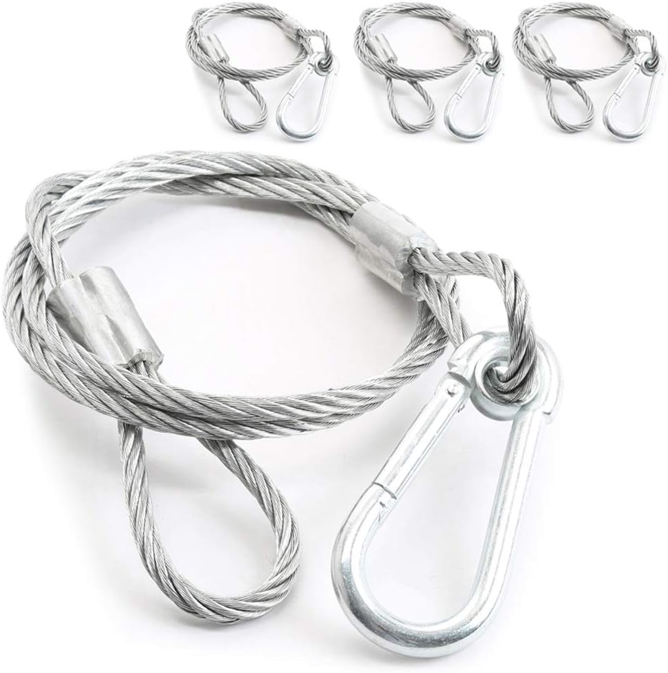 Skytec 4x 65kg Safety Bond Wire Cables, 60cm Steel Security Chains for DJ, PA, Stage & Theatre Lighting Fixtures, Reliable Lighting Fixture Safety Bond Set for Stage & Disco Events