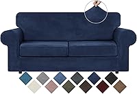 Vista 1 de WEERRW Fundas de terciopelo para sofá de 2 cojines, fundas de sofá de felpa de terciopelo de lujo de alta elasticidad, con parte inferior elástica