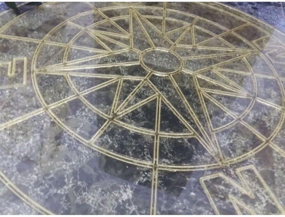 “ROUND COMPASS” Concrete Stamp – 28" Polyurethane Flexible Mold for Stamping Cement, Plaster, mat for printing, Decorative Texture Tool for Horizontal & Vertical Surfaces, Durable & Reusable