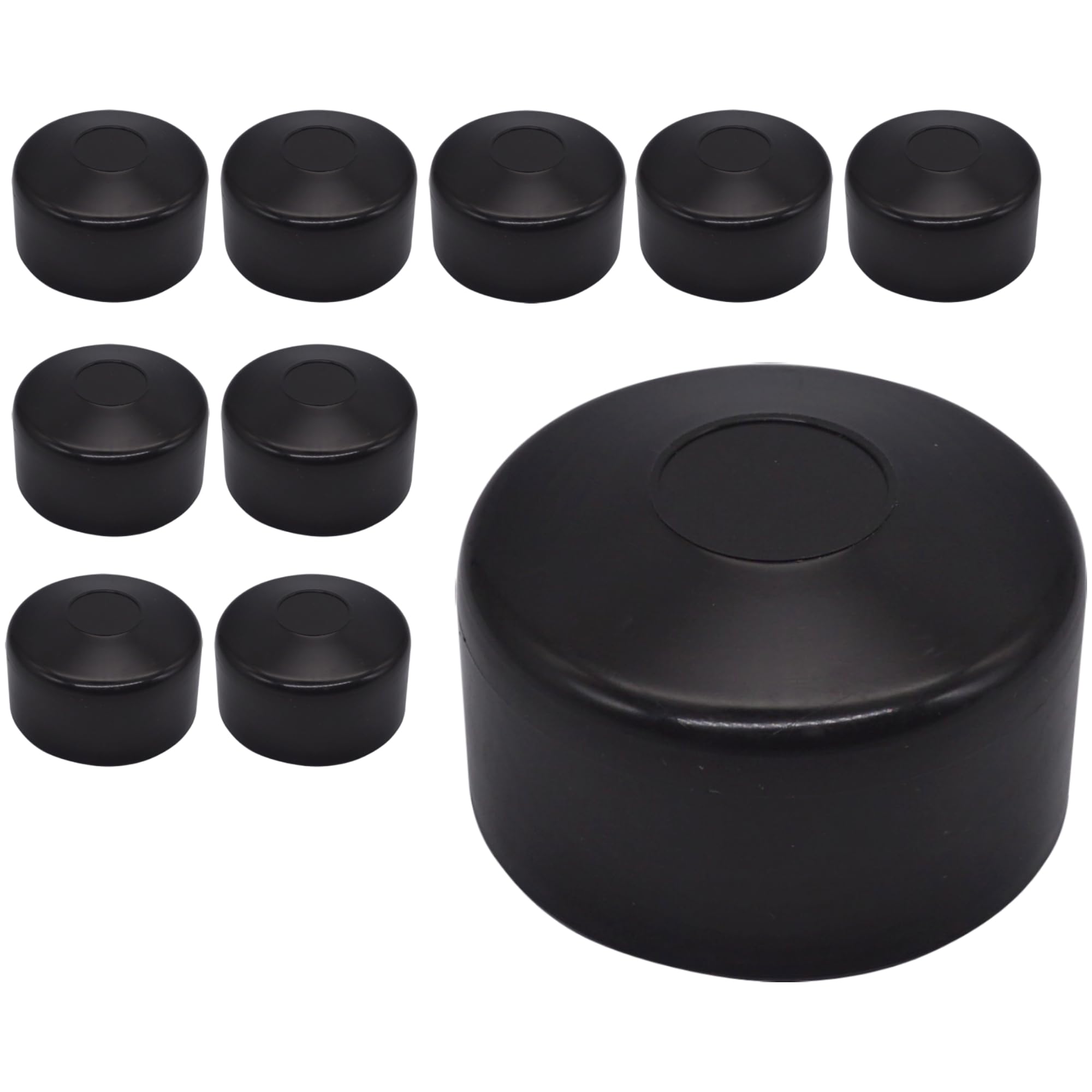 SKIR'CO (10 pcs) Fence Post Caps, Round 60 mm Black Plastic Caps for Round Fence Posts, Fence Post Covers, Black RAL 9005 Colour
