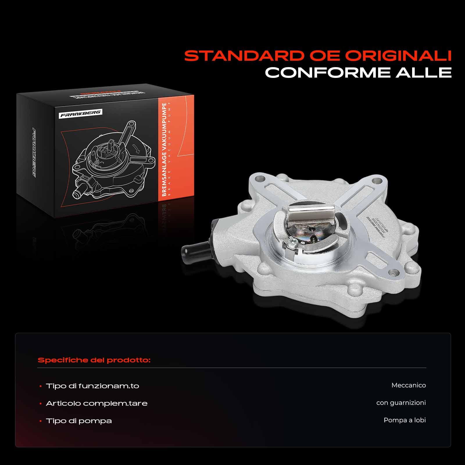 Frankberg Pompa del vuoto per impianto frenante pompa del vuoto | Compatibile con: Serie 3 E46, Serie 1 Cabrio E88, Serie 3 Cabrio E46, Serie 3 Coupé E46, Serie 5 E60