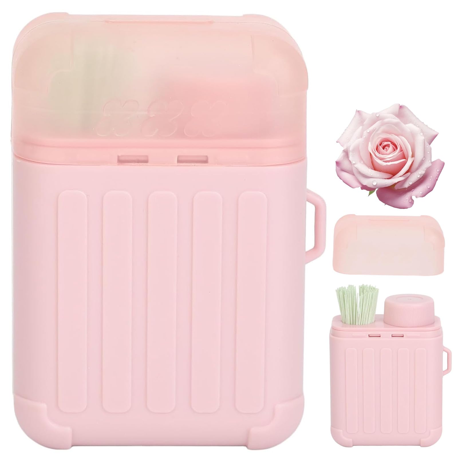 Ear Hole Cleaning Thread, Peach-Scented Deodorizing Ear Cleaning Solution, Disposable Ear Piercing Cleaning Care Kit with 240pcs Ear Piercing Hole Cleaner Floss & 15ml Cleaning Solution (Rose)