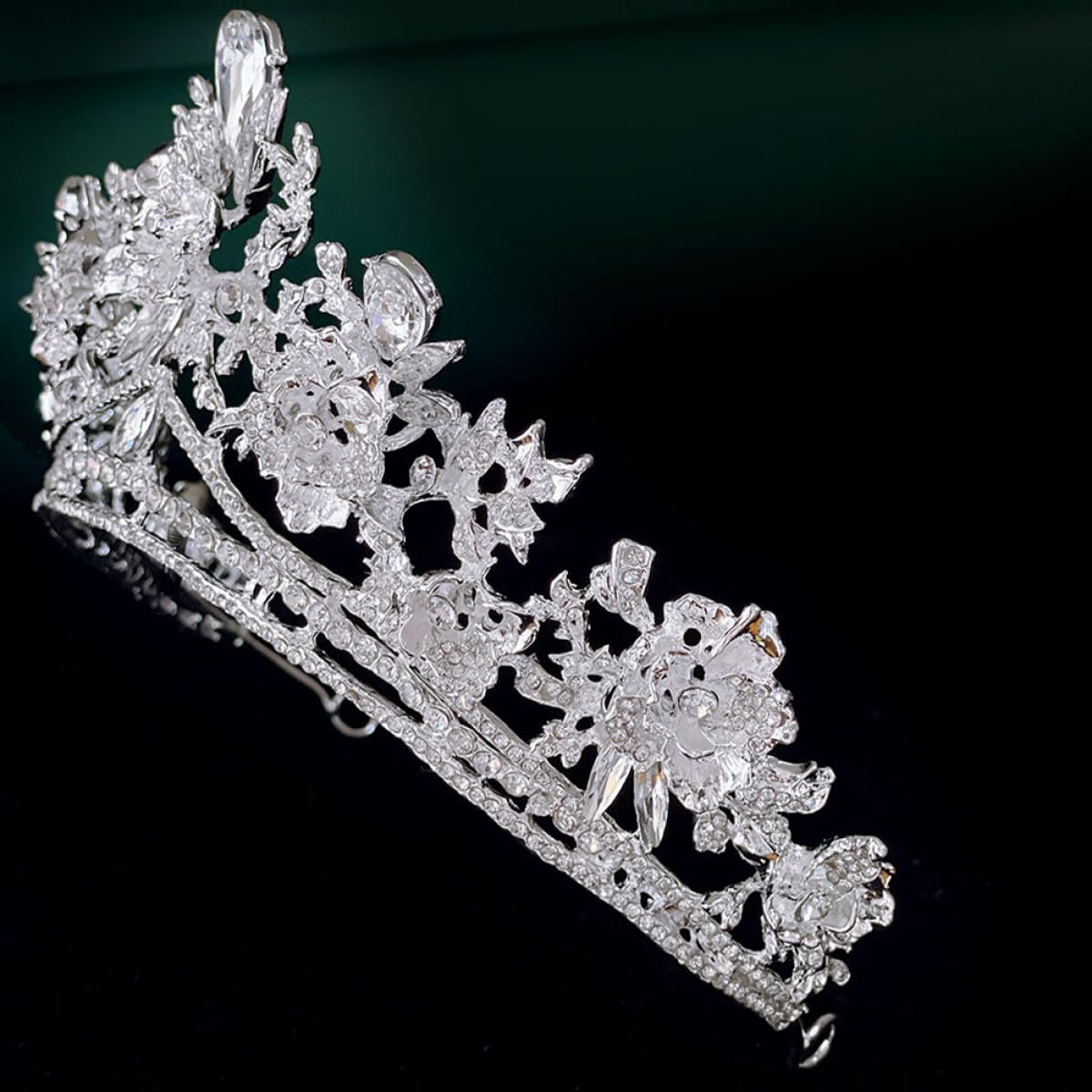 VALICLUD Tiara Barroca Plateada para Novia y Damas de Corte Diseño Versátil y Cristales de Imitación para Eventos Formales y Fiestas Elegantes
