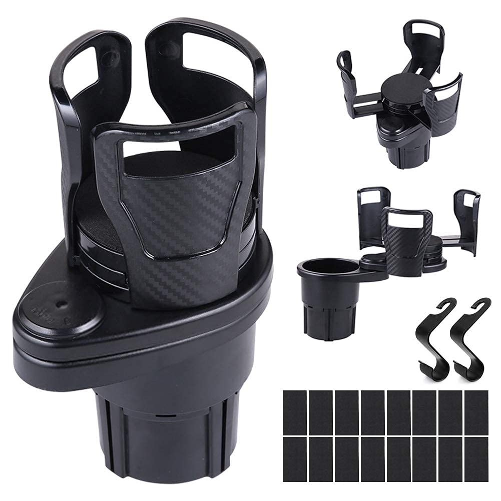 2 in 1 Multifunctional Car Cup Holder Expander Adapter Multifunctional 360° Rotating Adjustable Large Capacity Cup Holder Base Used to Place Beverages Coffee Instant Noodles Etc (Black)