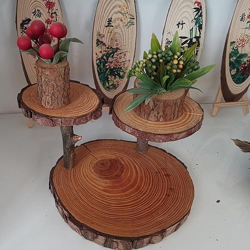 Miniatura 7 de Soporte de madera rústica para tarta de boda, bandeja escalonada multifuncional para decorar fiestas, bodas, cumpleaños, baby shower, graduación, 23