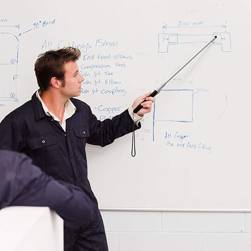 Miniatura 4 de Teachers - Puntero telescópico, paquete de 2 punteros telescópicos, puntero retráctil extensible para pizarra blanca con cordón (negro)