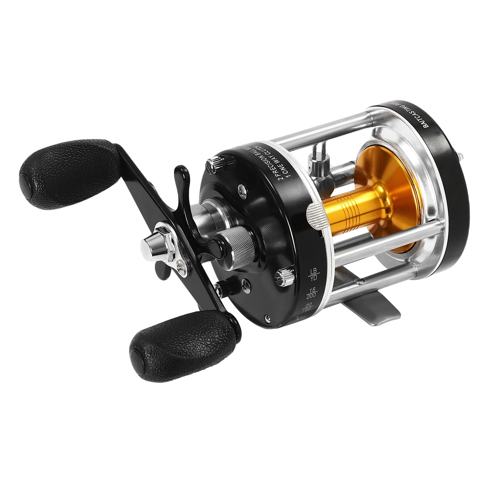 Round Baitcasting Reel, Perfect Conventional Reel for Catfish, Salmon/Steelhead, Up to 30LBS Powerful Max Drag, 5.2:1 Gear Ratio, for Inshore and Deep Sea Fishing Baitcaster Reel (Black) Sports, Fitness &