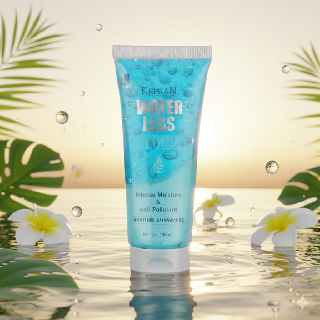 Water-Free Gel Cleanser Kepran Waterless Face Wash – Water-Free Gel Cleanser with Alteromonas, Lecithin & Pollution Defense, Alcohol-Free & Vegan (100 g) 1