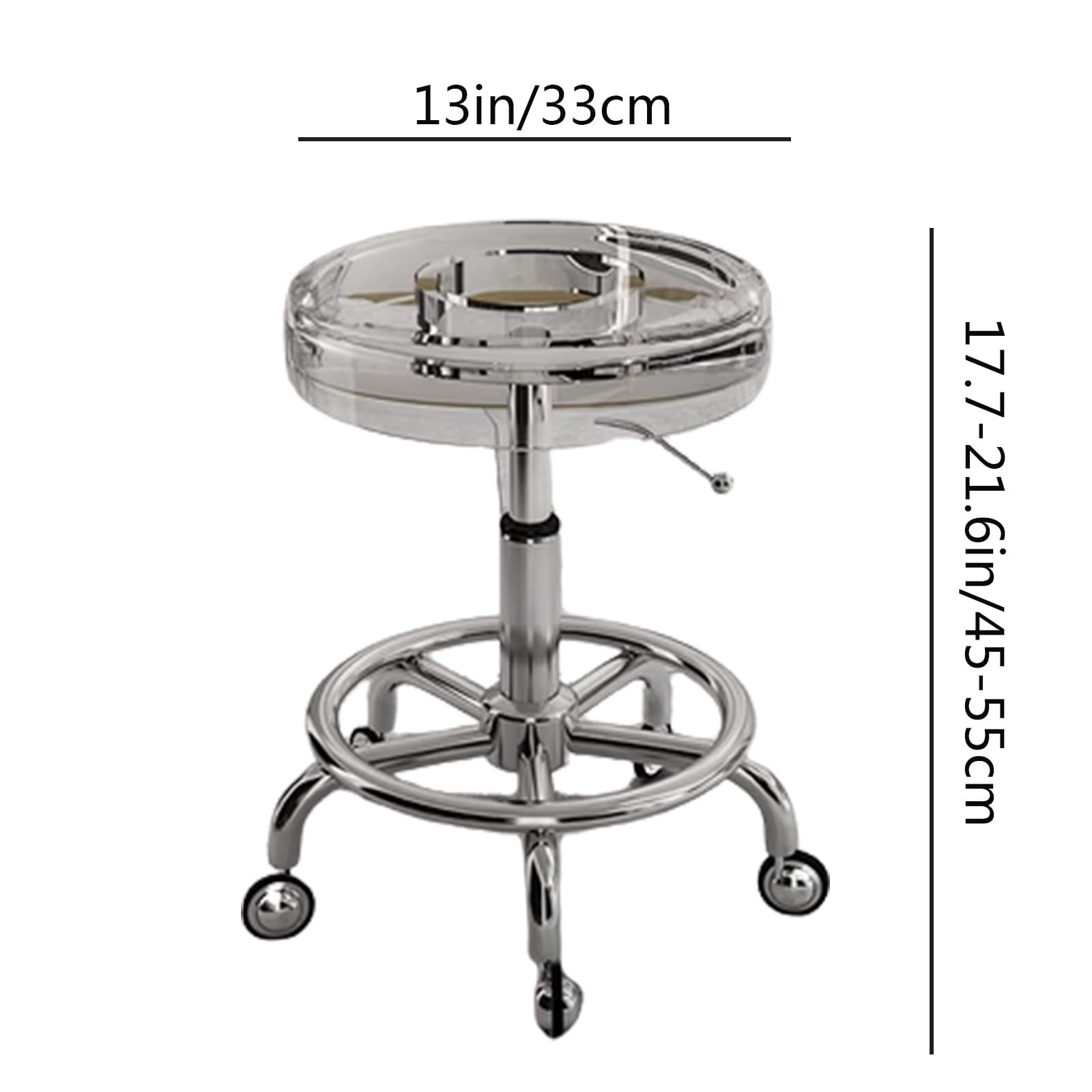 Taburete giratorio con ruedas sólidas, material acrílico, resistente, giratorio, para bar, laboratorio, oficina, barbería, cocina y tienda (azul)
