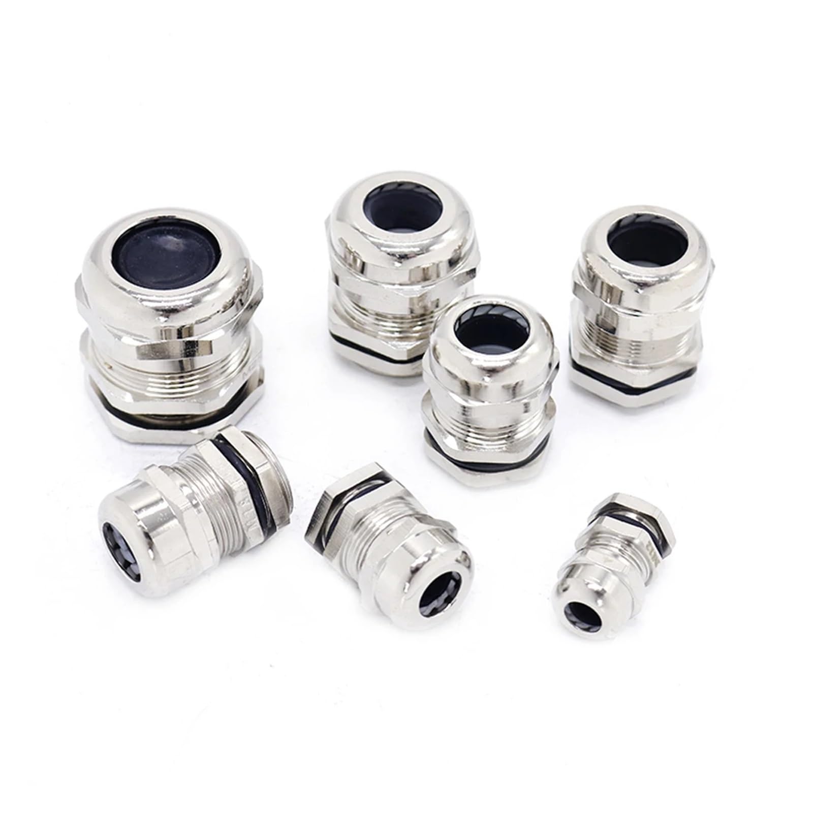 Prensaestopas de latón niquelado, resistente al agua, IP68, 1/4", 3/8", 1/2", 3/4", 1", NPT, macho, roscado for cables 3-6,5 mm y 4-8(1-1/2")