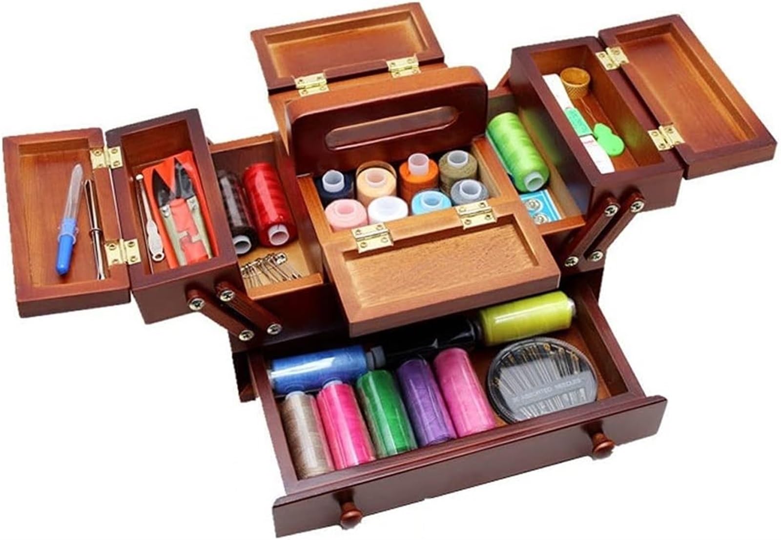 Coffret de Lignes d'aiguilles en Bois Massif, Ensemble de Lignes d'aiguilles, Paquet de travaux d'aiguille à Domicile, Ligne de Couture de Suture à la Main en Bois
