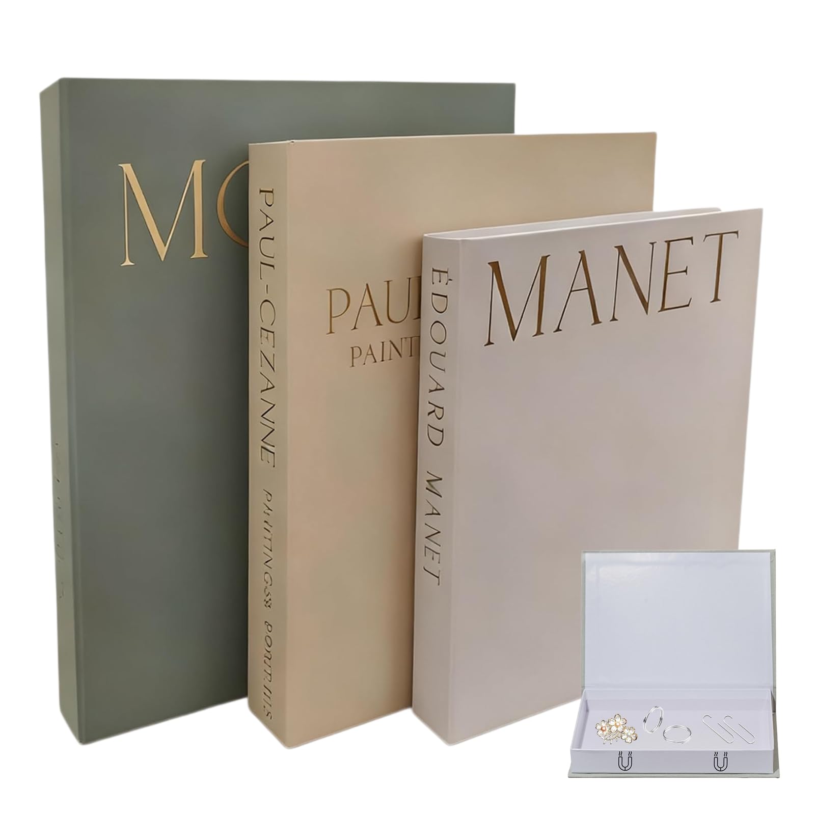 3 libri decorativi: decorazione impilata, scatola di immagazzinaggio decorativa per libri con chiusura magnetica, visualizzazione di libri per la decorazione della casa, biblioteca