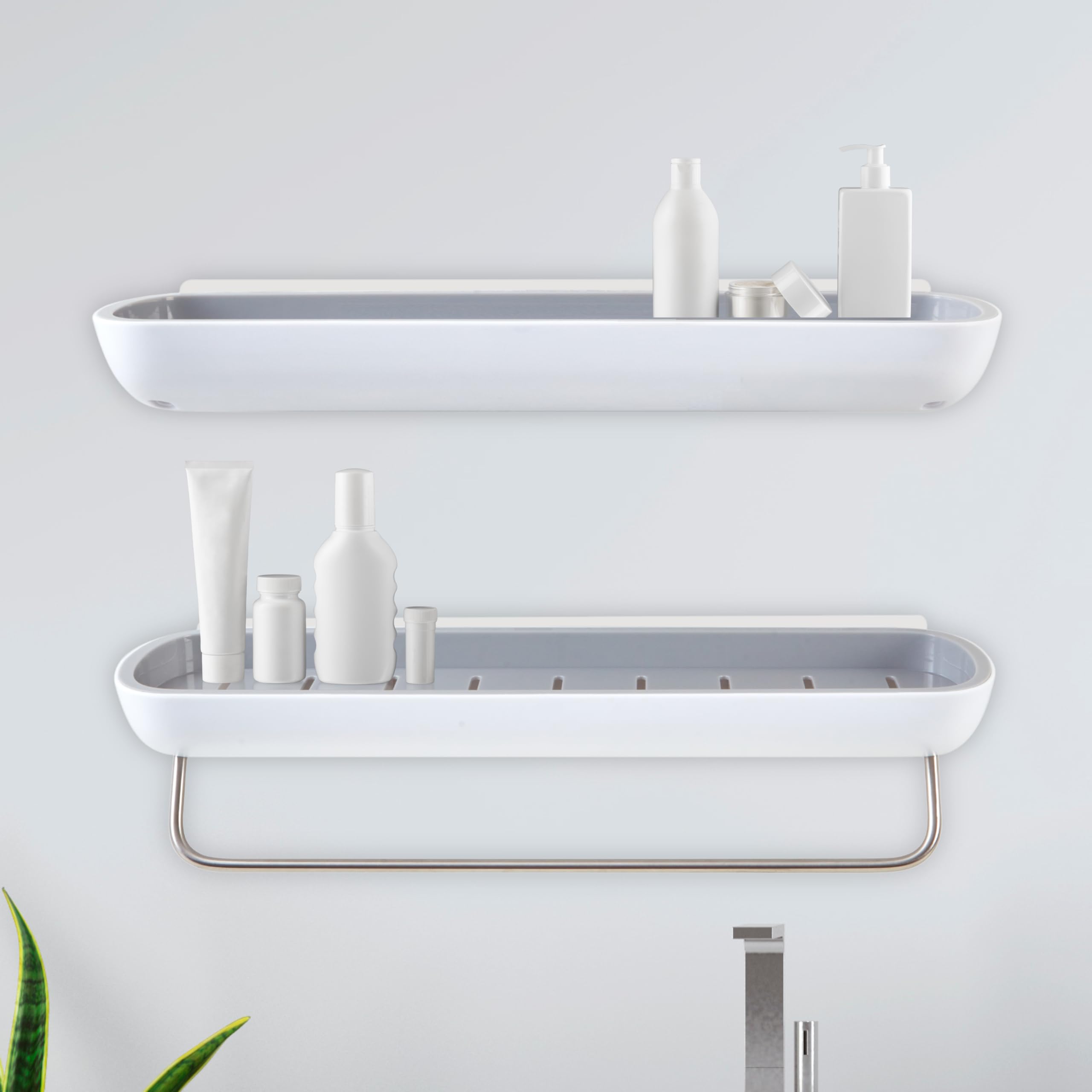 Set di 2 mensole per doccia, mensola per bagno con cestino per doccia senza foratura, mensole da parete per bagno | Leroy Merlin
