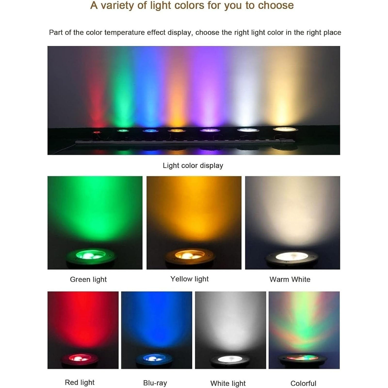 Fontanna punktowa LED - Reflektor LED do zabudowy, zewnętrzne fontanny krajobrazowe, zewnętrzne oświetlenie wpuszczane LED ze stali nierdzewnej AC12/24 V, wodoszczelność IP68 do stawu basenowego