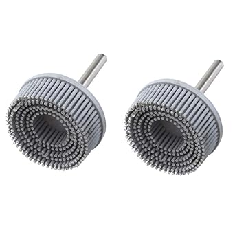 2 Inch Abrasive Bristle Disc, 2PCS 120 Grit White Bristle Disc Attachment, Bristle Discs Gasket Removal Disc with 1/4 Shank Coating Removal Disc for Rotary Tool