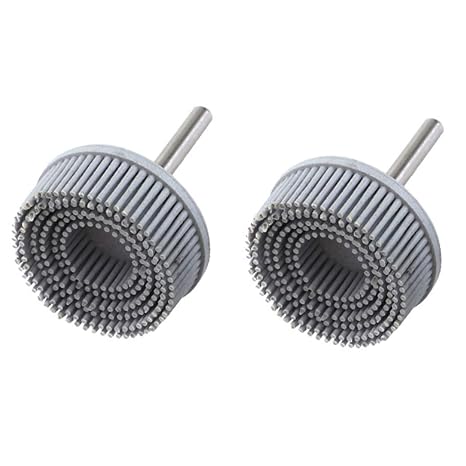 2 Inch Abrasive Bristle Disc, 2PCS 120 Grit White Bristle Disc Attachment, Bristle Discs Gasket Removal Disc with 1/4 Shank Coating Removal Disc for Rotary Tool