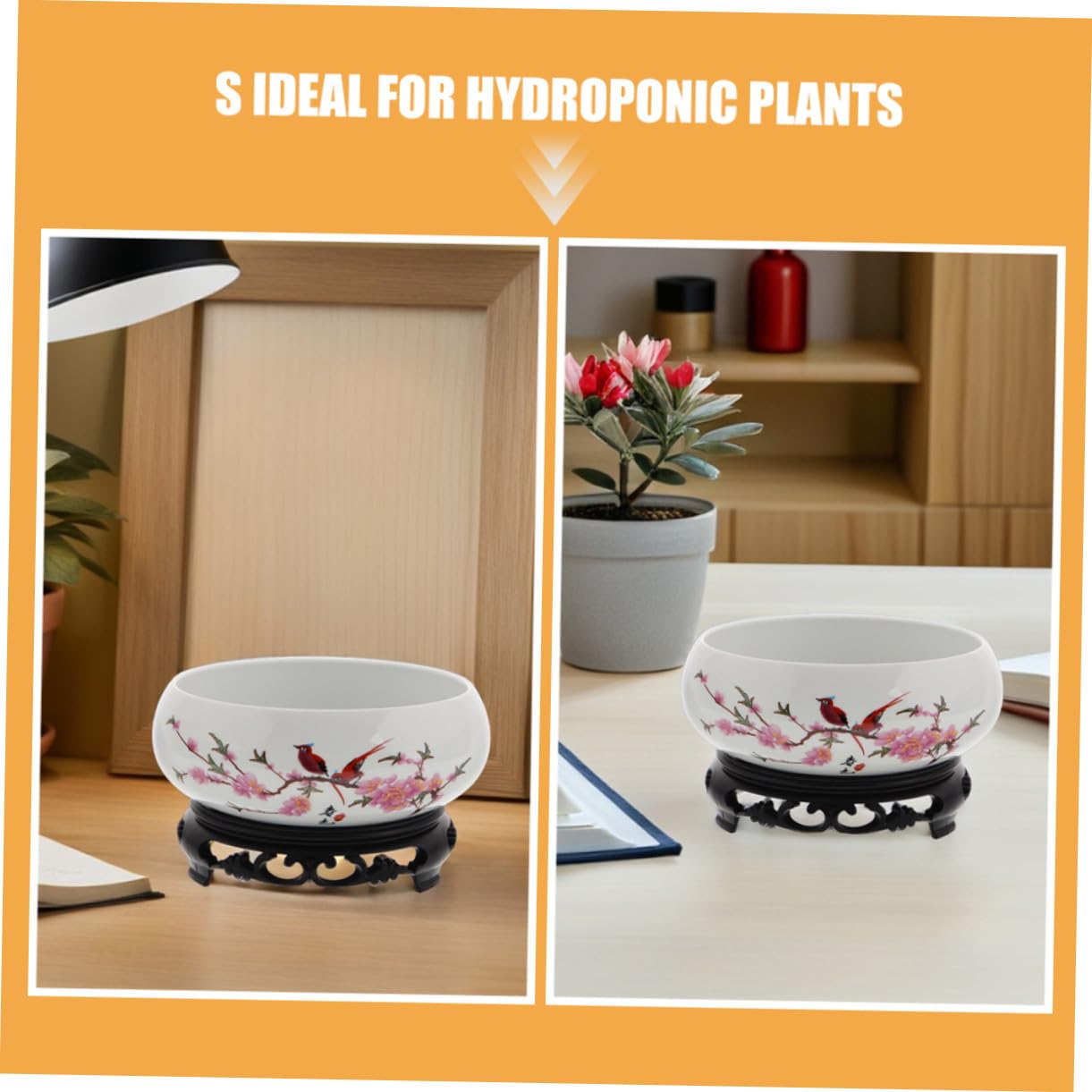 Ceramiczna Rośliny Hydroponiczne z Plastikową Podstawą Donica Wodne bez Otworów Niebiesko Biała Porcelana Duży Pojemnik Bonsai Do Dekoracji Wnętrz i Ogrodu
