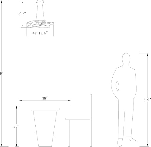 Miniatura 4 de Maxax Lámpara LED de 3 anillos, moderna lámpara colgante de acrílico, iluminación de techo industrial, para dormitorio, sala de estar, comedor, isla