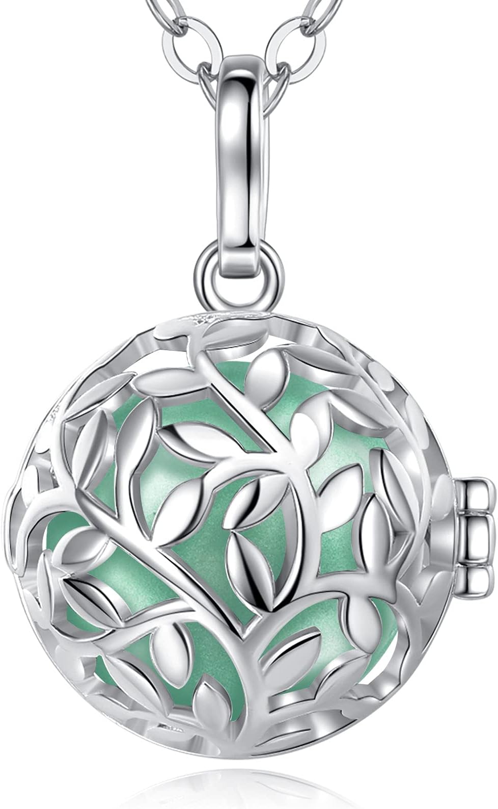 Tree of Life Necklace with Music Chime Wishing Ball Pregnancy Mexican Bola Pendant Necklacefor Women Ladies Jewellery Best Gift, 30"+45"