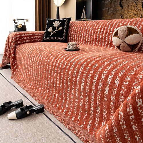 Couverture de canapé en chenille rayée pour un salon chaleureux