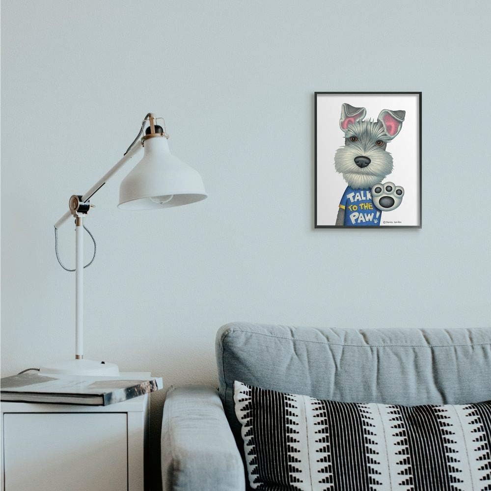 Stupell Industries Sassy Scotty Dog 'Talk to The Paw' Quote Family Pet Wall Art, 11 x 14, White