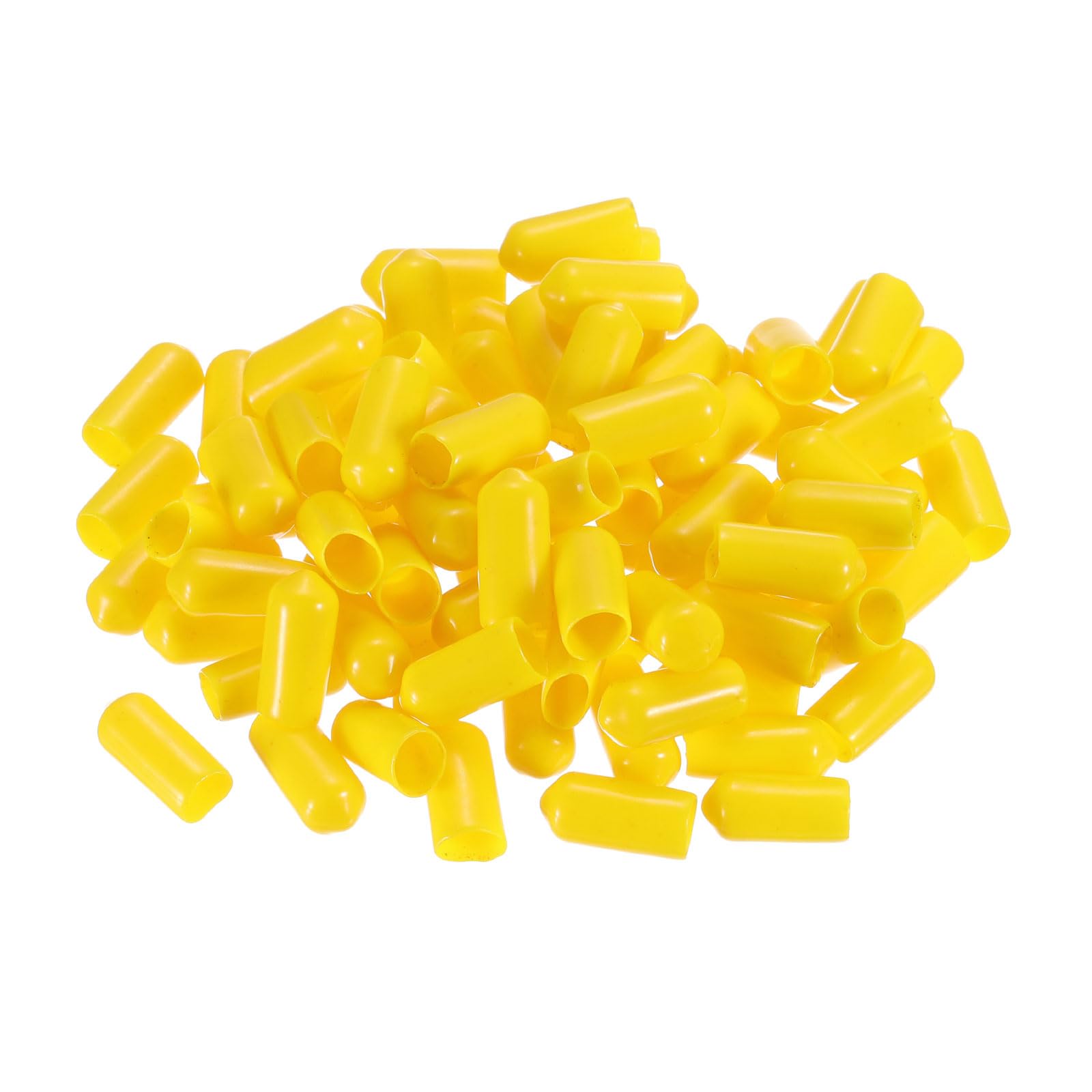 uxcell 100pcs Rubber End Caps 7mm ID Vinyl PVC Round Tube Bolt Cap Cover Screw Thread Protectors Yellow