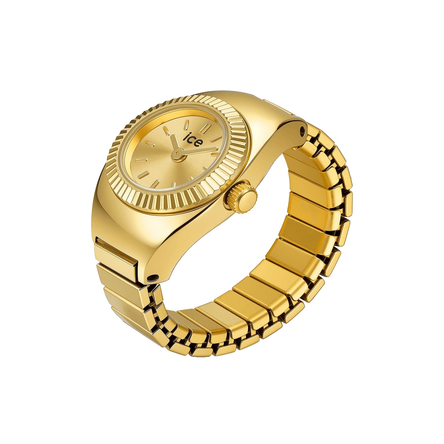 Ice-Watch, Chouchou Gold, Złoty Zegarek-Pierścionek dla Kobiet z Rozciągliwym Paskiem ze Stali Nierdzewnej, 025516 (15 mm)