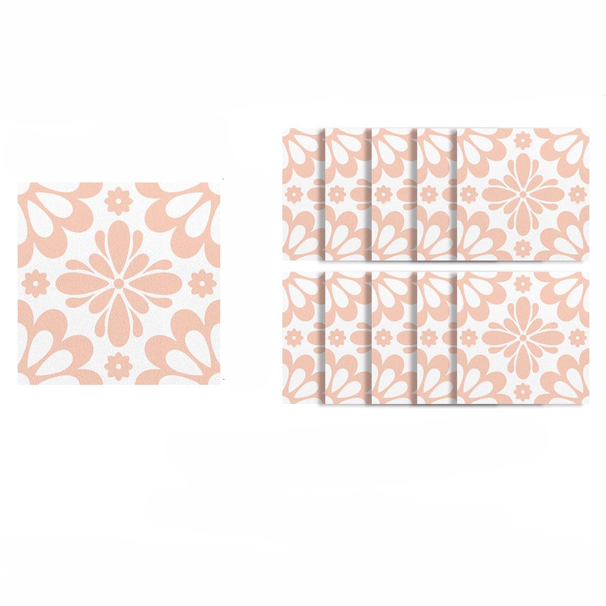 WAZUBC 10 Pcs Tile Stickers, 15cm * 15cm Stick Tiles Floor Decal Bathroom Kitchen splashbacks Home Vinyl Decor DIY Kitchen Bathroom Backsplash Floor Home Decor (Style 6)
