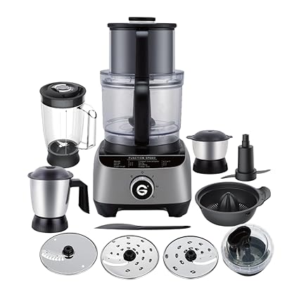 Gorek Technologies Gorek Food Processor Gt-Fp101-1300Watts Copper Motor, Enhanced Inlet And Bowl Size, Mixer Grinder, 13 Versatile Functions, 304 Stainless Steel Jars, And Premium Design And Finish.