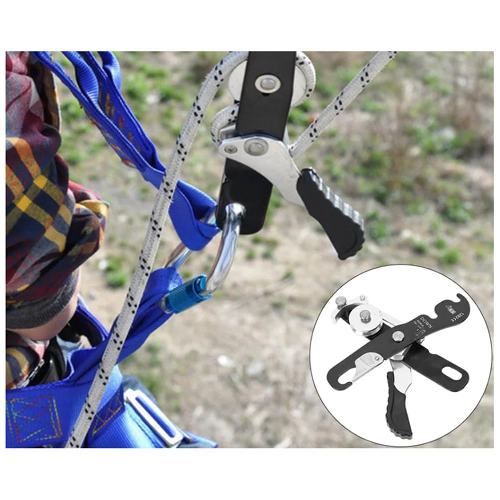 Descensor Manual Autoblocante para Escalada Al Aire Libre, Descenso Lento, Rescate, Equipo Autoblocante, Descensor de Cuerda de Protección.