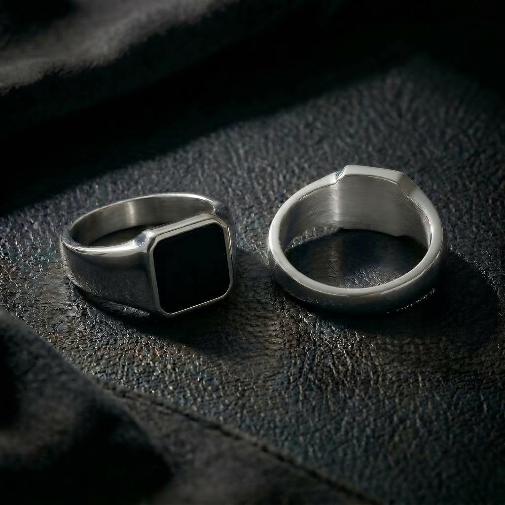 Forge & Foundry Silberring mit Onyx-Inlay für Herren