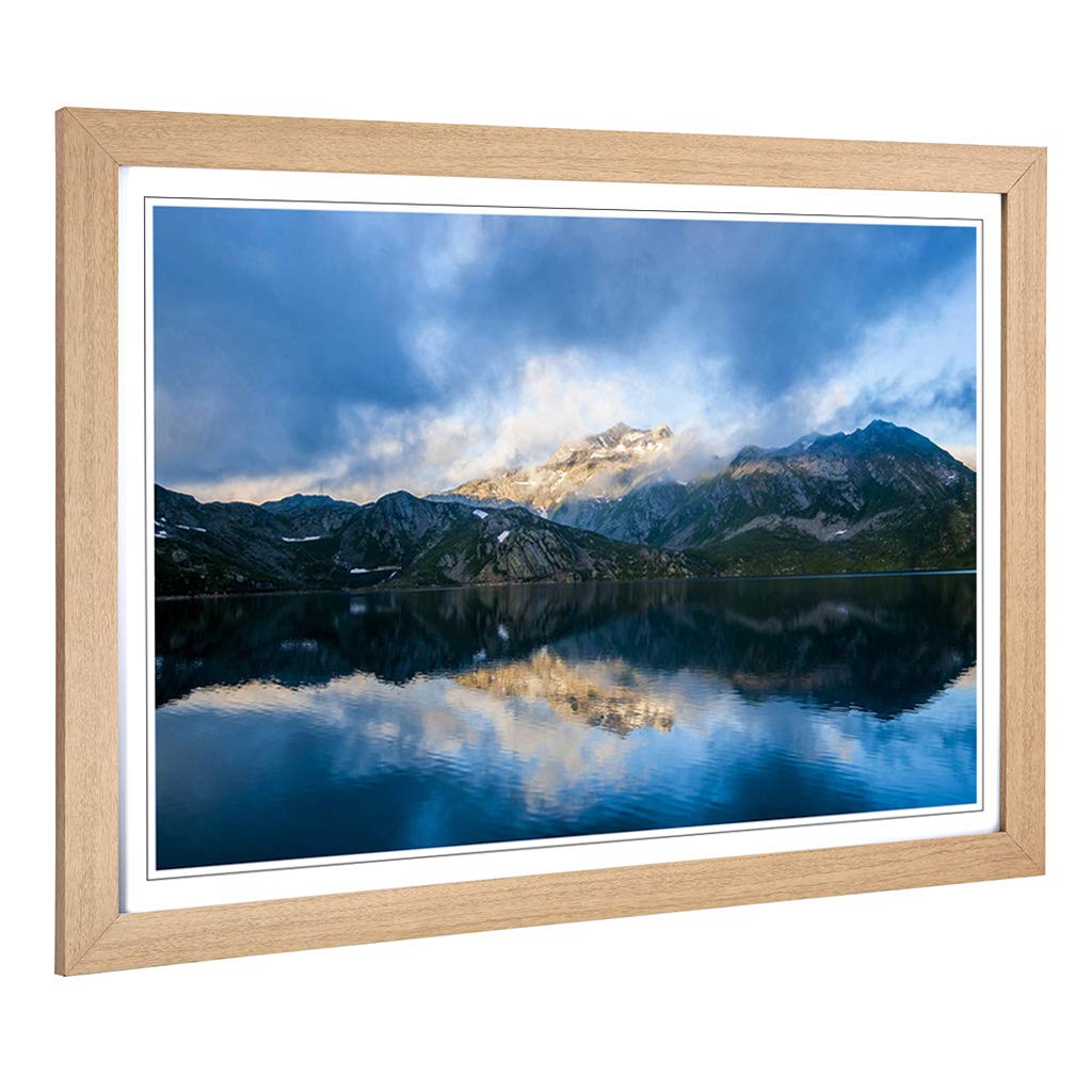 Big Box Art Framed Print of Landscape Mountain Reflection in Lake Design | Wall Art Picture | Home Decor for Kitchen, Living Room, Bedroom, Hallway, Oak, A2 / 24.5x18 Inch / 62x45cm