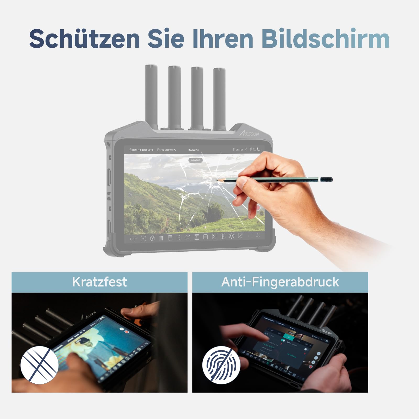 Accsoon Protector de pantalla para monitor CineView M7/M7 Pro (7 pulgadas) – 0,33 mm, resistente a los arañazos, sin burbujas, irrompible, HD, fácil aplicación