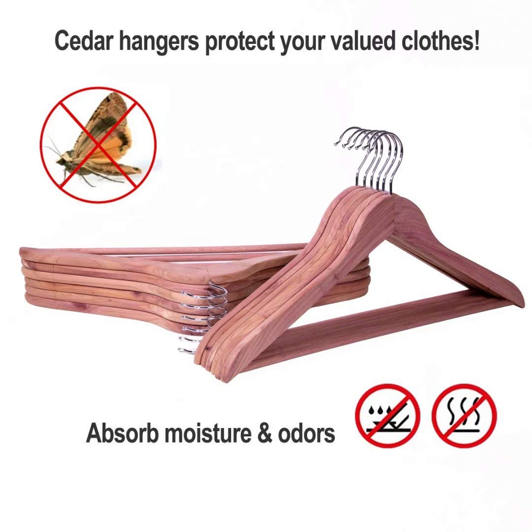 Cedar Hangers 30 Pack American Red Cedar Wood Suit Hangers with 360 Swivel Hook Smooth Surface Slim Cedar Wood Coat Hangers Great for Refresh Closet product thumbnail 5