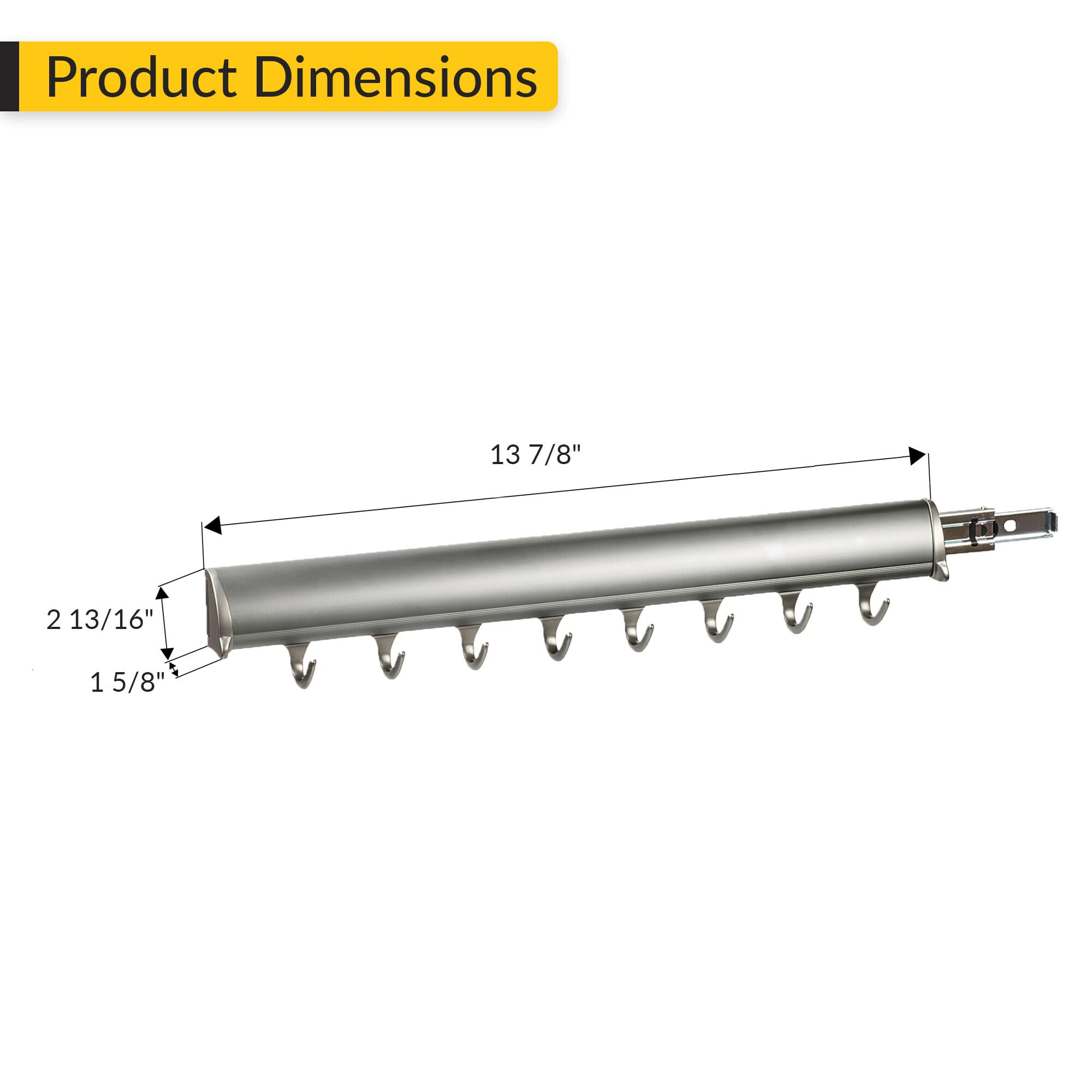 Brixwell QILI-006 Belt Rack, 8 Hook with Full Extension Slide Slate Finish