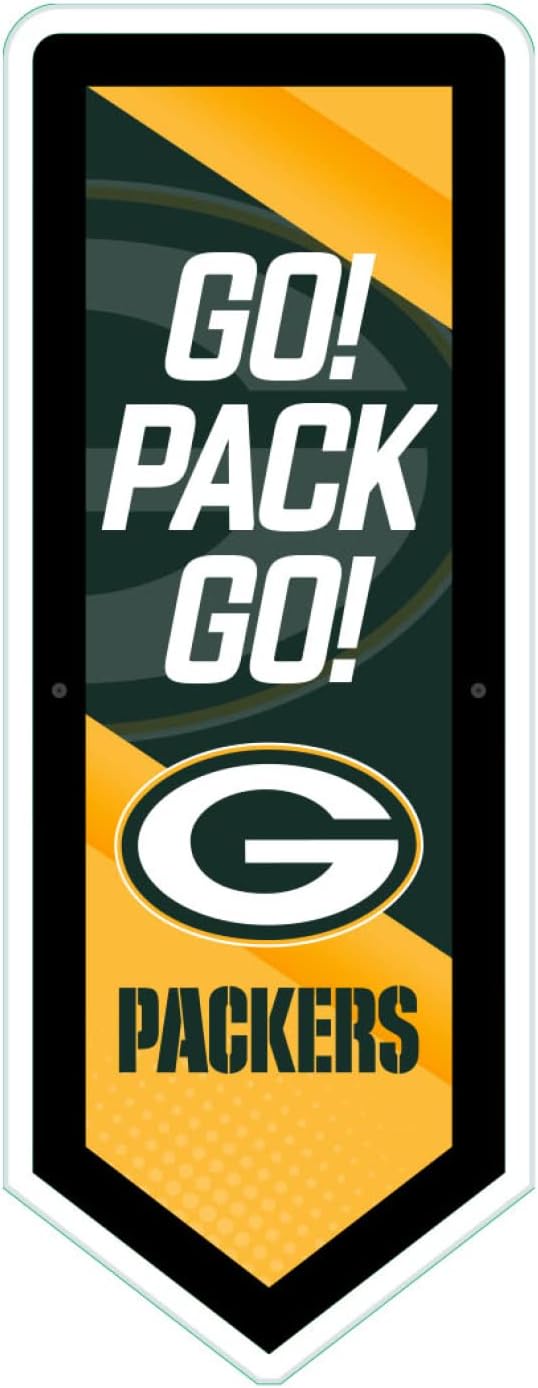 Team Sports America Evergreen NFL Green Bay Packers | Ultra-Thin LED Light Wall Sign Decor | Large Pennant Banner | 9 x 23 Inches | Made in the USA