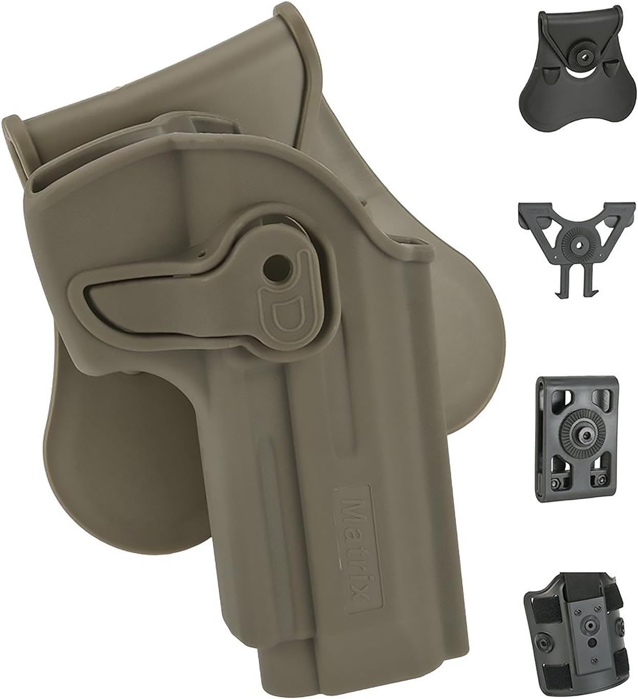 Evike Airsoft - Matrix Hardshell Adjustable Holster for M9 Series Airsoft Pistols (Type: Flat Dark Earth/Paddle Attachment) - (PID: 62431)