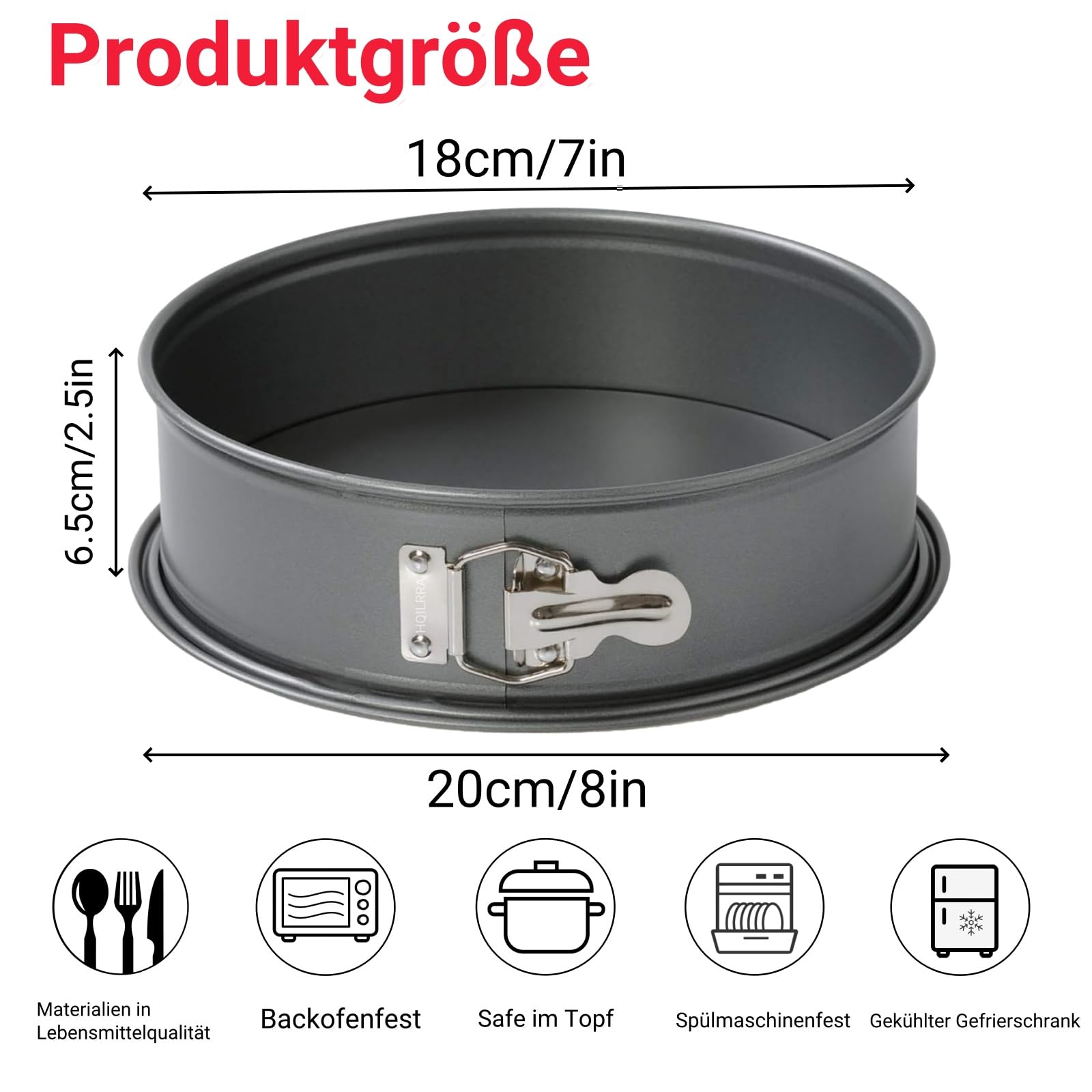 HQILRRA Teglia Rotonda A Cerniera 25 Cm | Antiaderente E Fondo Rimovibile Per Torte E Cheesecake