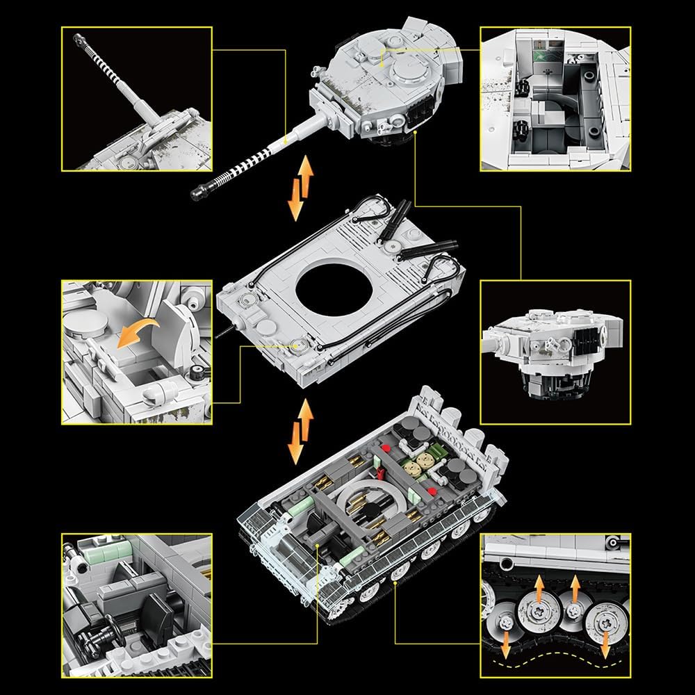 39063“Michael Wittmann's Tiger Tank No.S04” Building Block Set, 1628 Pieces Military 1:28 Scale Tank Model Toys, Ideal Gift for Room Decoration or Collection