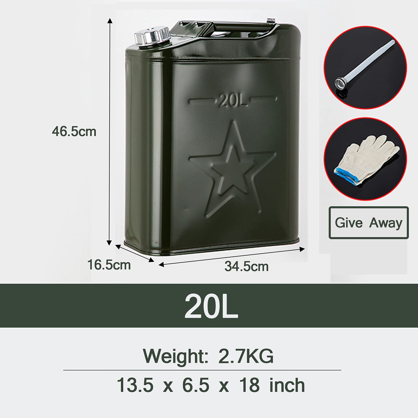 Taniche carburante Tanica del gas con tanica del carburante e sistema di erogazione, tanica del carburante a tenuta stagna, con kit di erogazione e sfiato, tanica diesel standard UE - secchio della
