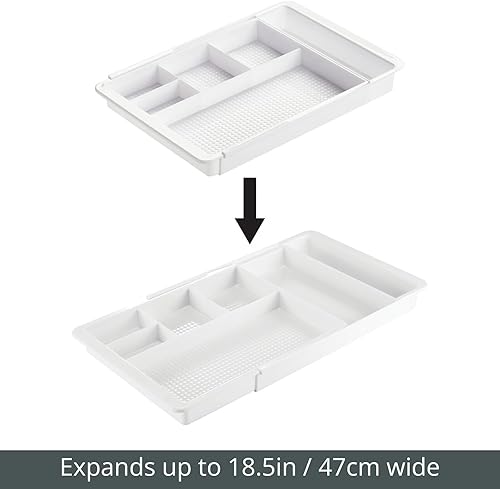 Miniatura 3 de mDesign - Organizador de cajones de plástico expandible y contenedor de almacenamiento para suministros de oficina - Soporte para bolígrafos de gel,